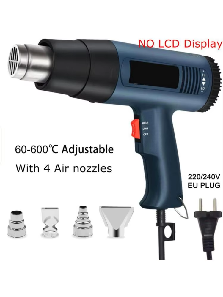 Heat Gun Paint Strip - プロ仕様2000Wヒートガン、温度調節可能、DIY塗装剥がし、PVC収縮、家庭用熱風機、4種類のノズル付き